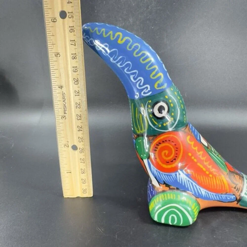 Vintage‎ Mexico Hand Made Pottery RedWare Toucan Bird Hand Painted Decor Figure